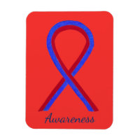 Ruban de sensibilisation Rouge et Bleu, aimants pe