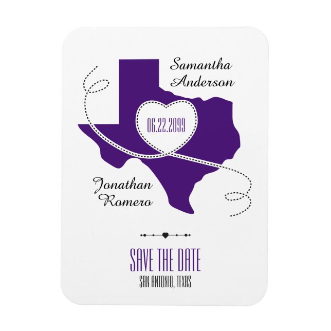 Magnet Flexible Ruban Purple Texas Curling Enregistrer la date (Vertical)