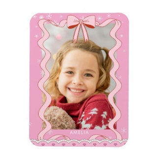 Magnet Flexible Ruban Rose Pastel Moderne Photo Personnalisée