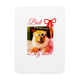 Magnet Flexible Ruban rouge meilleure maman chien papa photo nom c