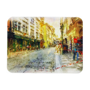 Magnet Flexible Rues de vieille aquarelle de Prague