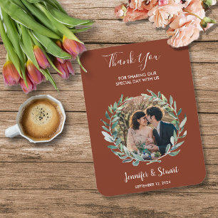 Magnet Flexible Russe aquarelle feuille Merci photo mariage