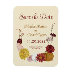 Magnet Flexible Rustic Autumn Floral Citrouille Enregistrer la dat