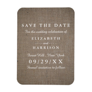 Magnet Flexible Rustic Burlap Wedding Enregistrer La Date