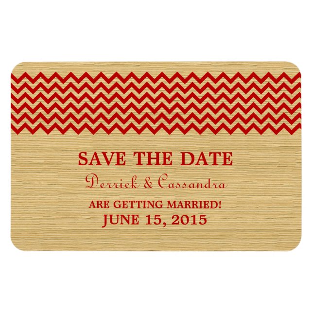 Magnet Flexible Rustic Chevron Enregistrer l'aimant de date, rouge (Horizontal)