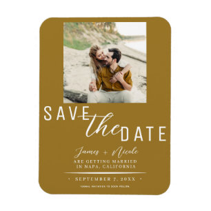 Magnet Flexible Rustic Gold Enregistrer la date Mariage photo
