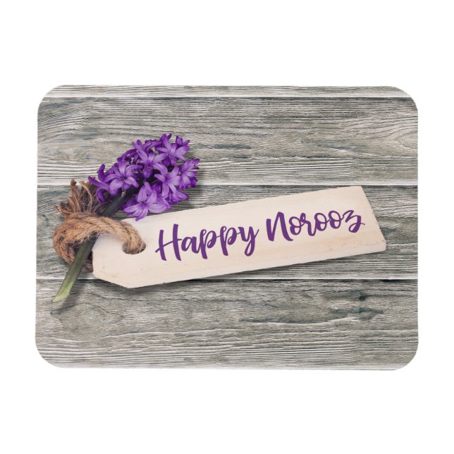 Magnet Flexible Rustic Happy Norooz Hyacinth - Aimant flexible (Horizontal)