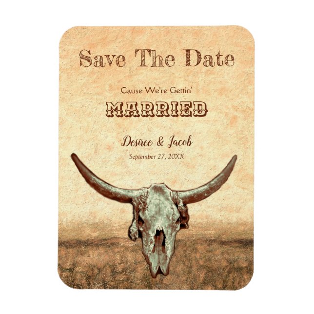 Magnet Flexible Rustic Western Pays Beige Enregistrer La Date (Vertical)