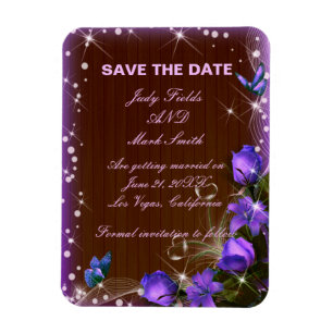 Magnet Flexible Rustique Bois foncé Violet Floral Enregistrer La D