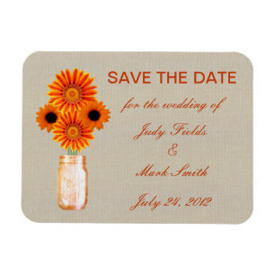 Magnet Flexible Rustique Orange Mason Jar Enregistrer l'aimant de 