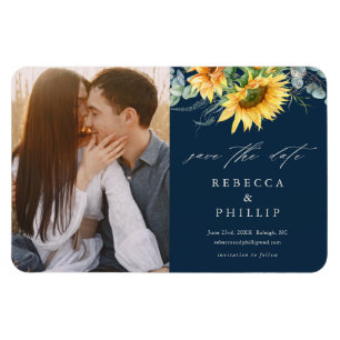 Magnet Flexible Rustique Tournesol Eucalyptus Mariage Enregistrer 