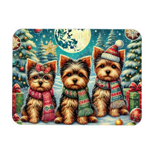 Magnet Flexible Rustique Vintage Noël Terrier Yorkshire Chien