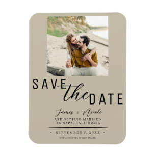 Magnet Flexible Sable Beige Save the Date Photo Mariage
