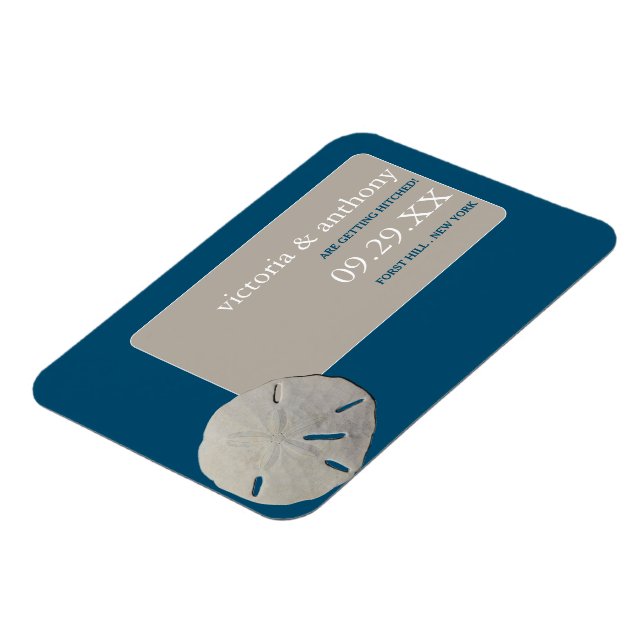 Magnet Flexible Sable dollar Ocean Blue Beach Wedding Enregistrer  (Côté Gauche)