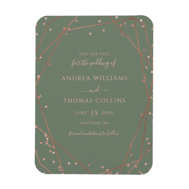 Magnet Flexible Sage Green Rose Gold Géométrique Enregistrer la da (Vertical)