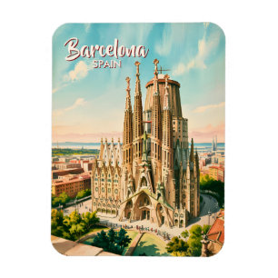 Magnet Flexible Sagrada Familia personnalisée Barcelone Voyage Aqu
