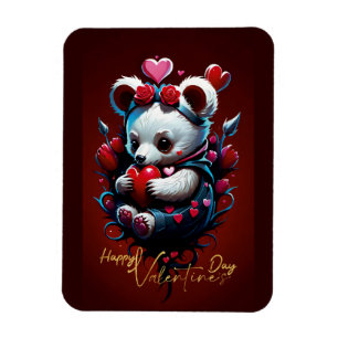 Magnet Flexible Saint-Valentin avec ours en peluche riche