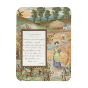 Magnet Flexible Saint-Valentin Rétro Vintage, Paysage de Campagne