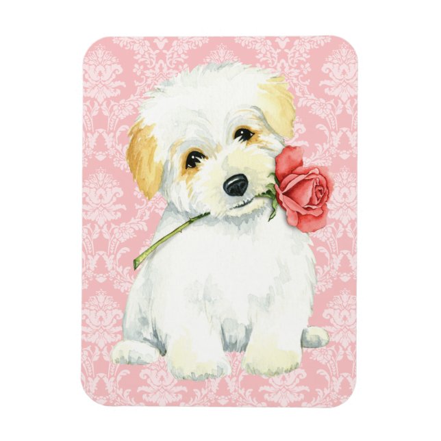 Magnet Flexible Saint-Valentin Rose Coton de Tulear (Vertical)