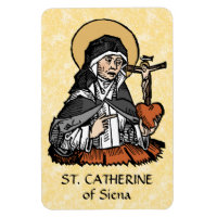 Sainte Catherine de Sienne avec un cœur surmonté d