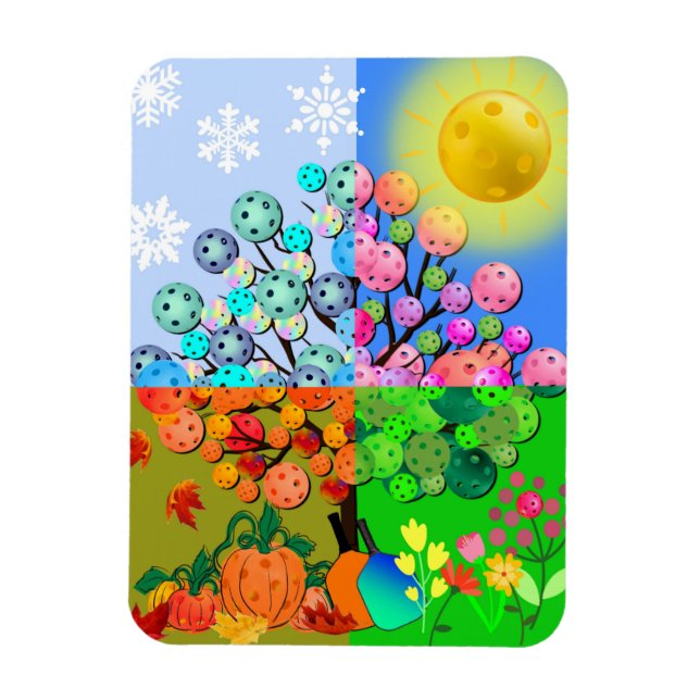 Magnet Flexible Saison Toujours Pickleball hiver printemps été aut (Vertical)