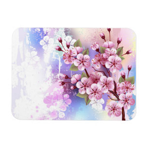 Magnet Flexible Sakura rose sur la peinture Arrière - plan