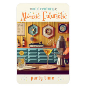 Magnet Flexible Salle de fête rétro futuriste du milieu du siècle