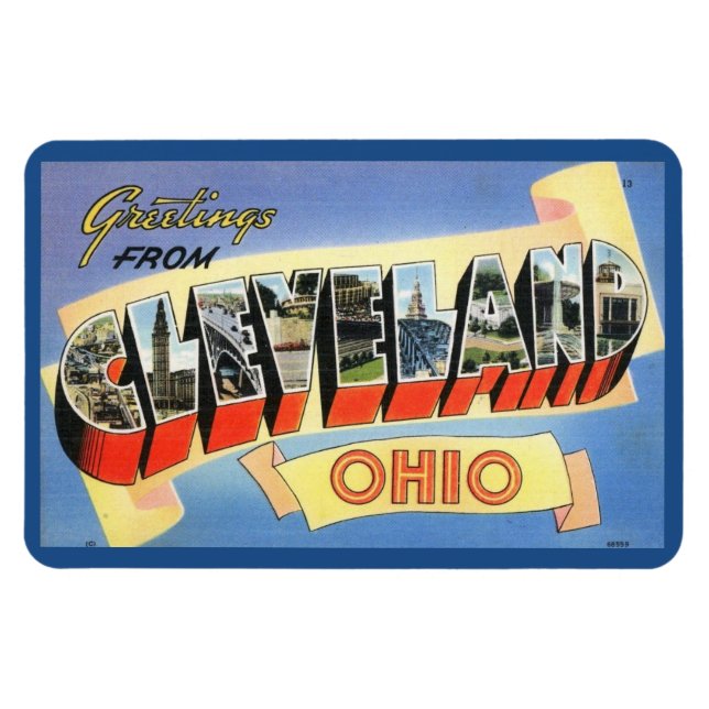 Magnet Flexible Salutations de Cleveland, Ohio Carte Postale Vinta (Horizontal)