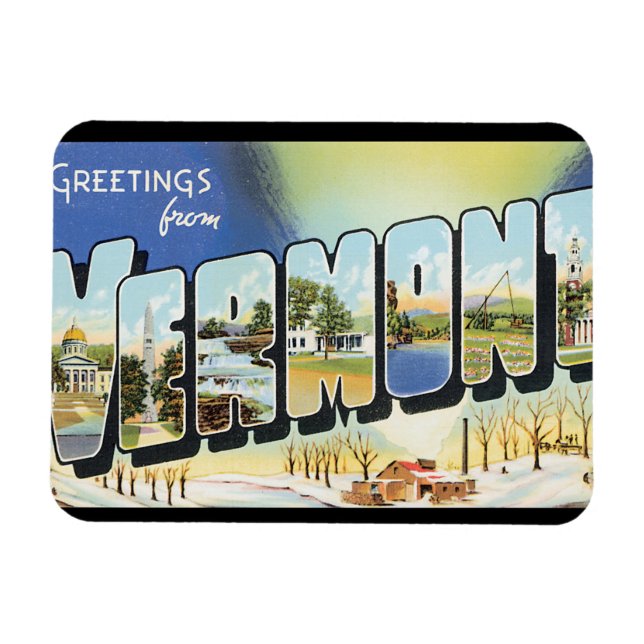Magnet Flexible Salutations de l'affiche Vermont_Vintage voyage (Horizontal)