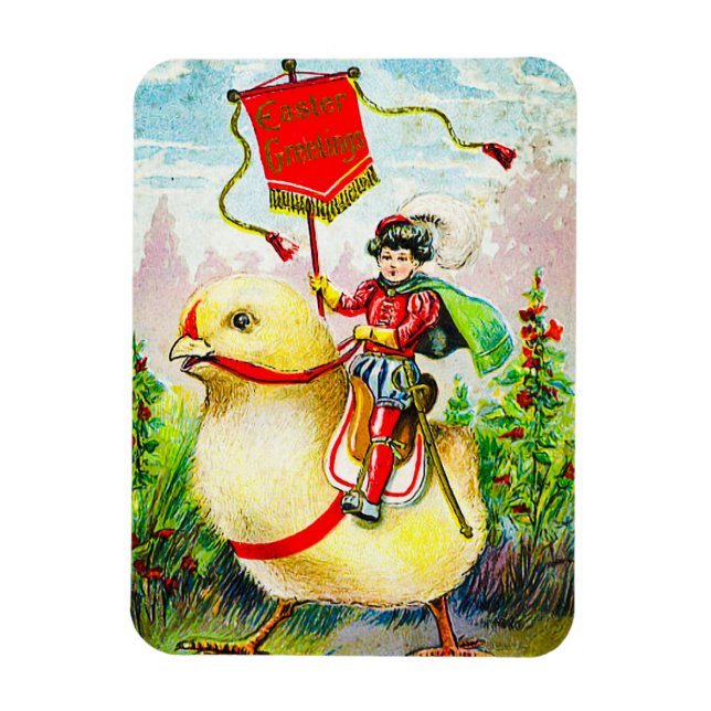 Magnet Flexible Salutations de Pâques Whimsical : Rider sur Giant  (Vertical)