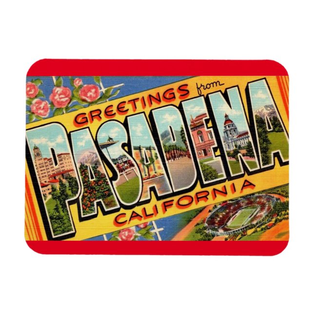 Magnet Flexible Salutations de Pasadena California aimant (Horizontal)