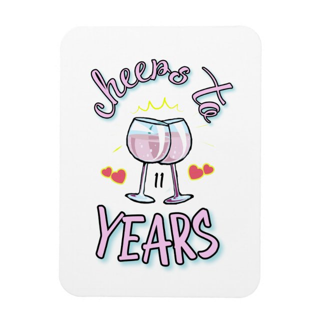 Magnet Flexible Salutations jusqu'à 11 ans mariage anniversaire ch (Vertical)