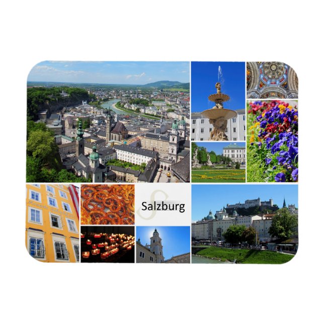 Magnet Flexible Salzbourg Autriche Europe Collage Cuisine (Horizontal)