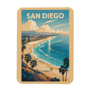 Magnet Flexible San Diego Californie Skyline Voyage Art Rétro