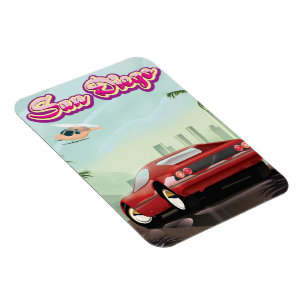 Magnet Flexible San Diego red sport car 1988 travel poster