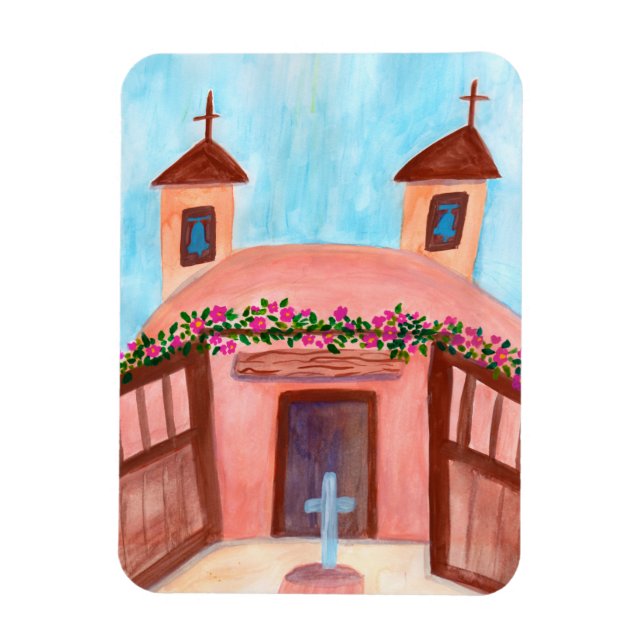 Magnet Flexible Sanctuario de Chimayo Aquarelle Nouveau-Mexique (Vertical)