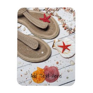 Magnet Flexible Sandales, coquillages et Starfish à la plage