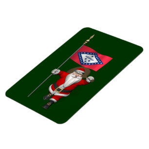 Magnet Flexible Santa Claus With Ensign Of Arkansas