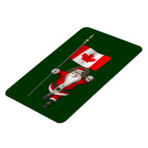 Magnet Flexible Santa Claus With Ensign Of Canada