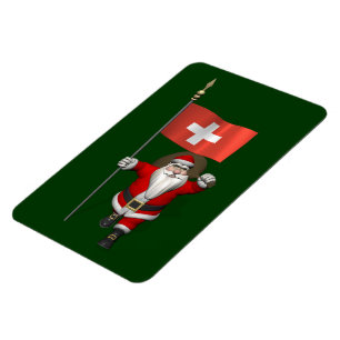 Magnet Flexible Santa Claus With Ensign Of Switzerland