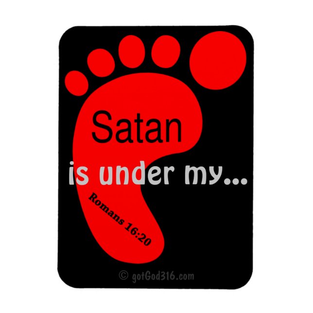 Magnet Flexible Satan Sous Mes Pieds gotGod316.com Pied Rouge (Vertical)