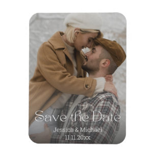 Magnet Flexible sauver la date, typographie élégante photo mariage