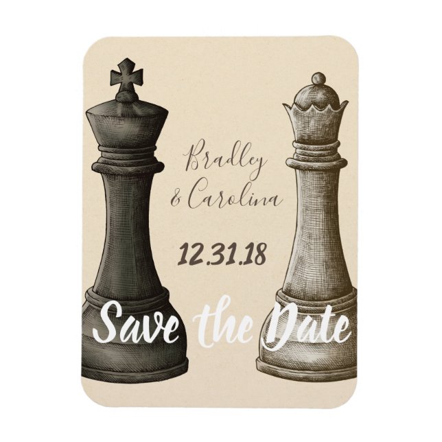 Magnet Flexible Sauvez la date Chess King Queen (Vertical)