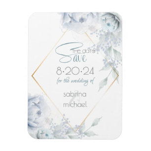 Magnet Flexible Save the date   Dusty Blue Watercolor Peonies