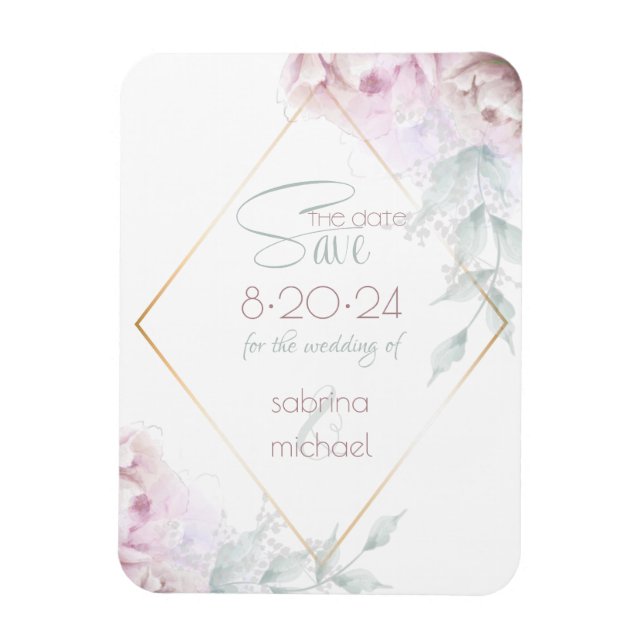 Magnet Flexible Save the date | Peine d'aquarelle à crème blanche  (Vertical)