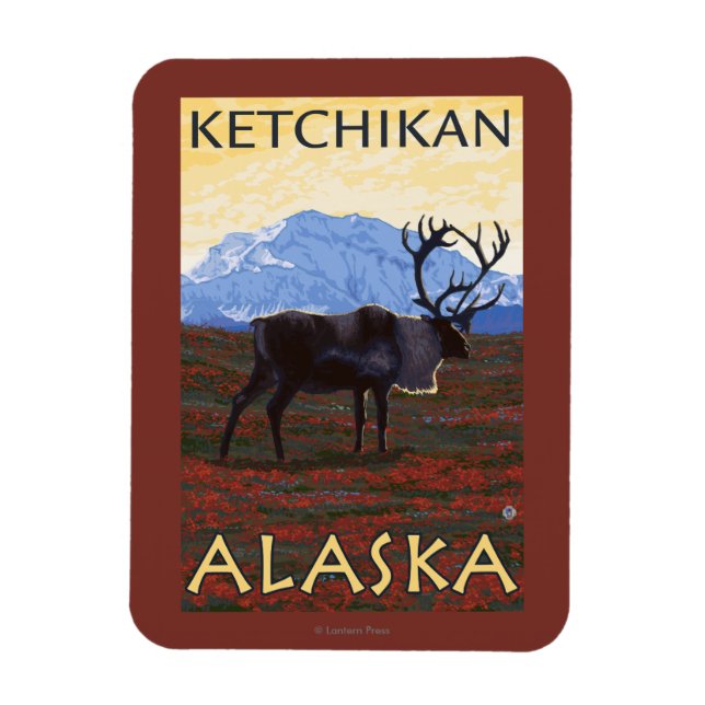 Magnet Flexible Scène Caribou - Ketchikan, Alaska (Vertical)