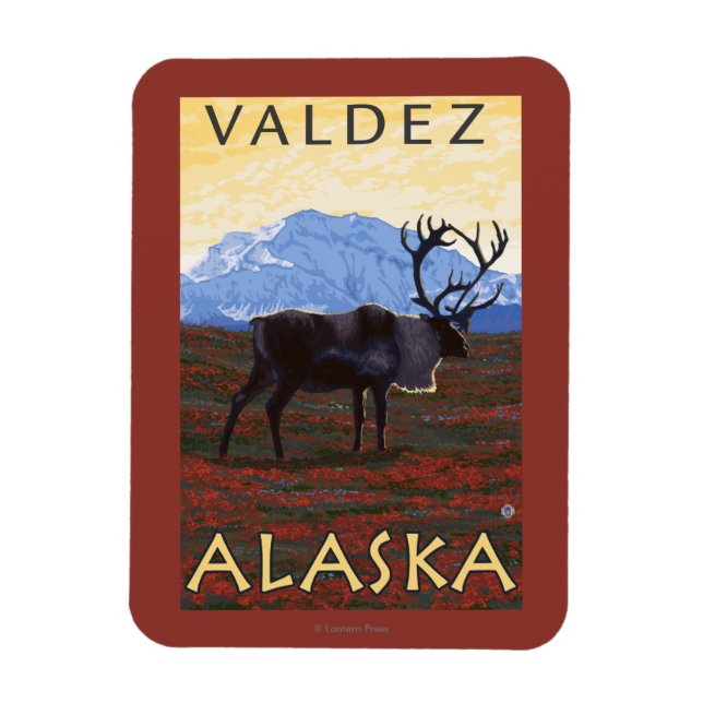 Magnet Flexible Scène Caribou - Valdez, Alaska (Vertical)