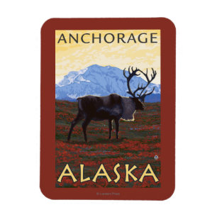Magnet Flexible Scène de caribou - Anchorage, Alaska