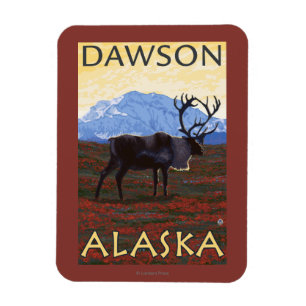 Magnet Flexible Scène de caribou - Dawson, Alaska