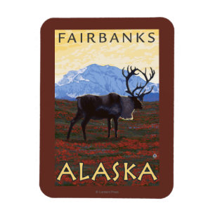 Magnet Flexible Scène de caribou - Fairbanks, Alaska